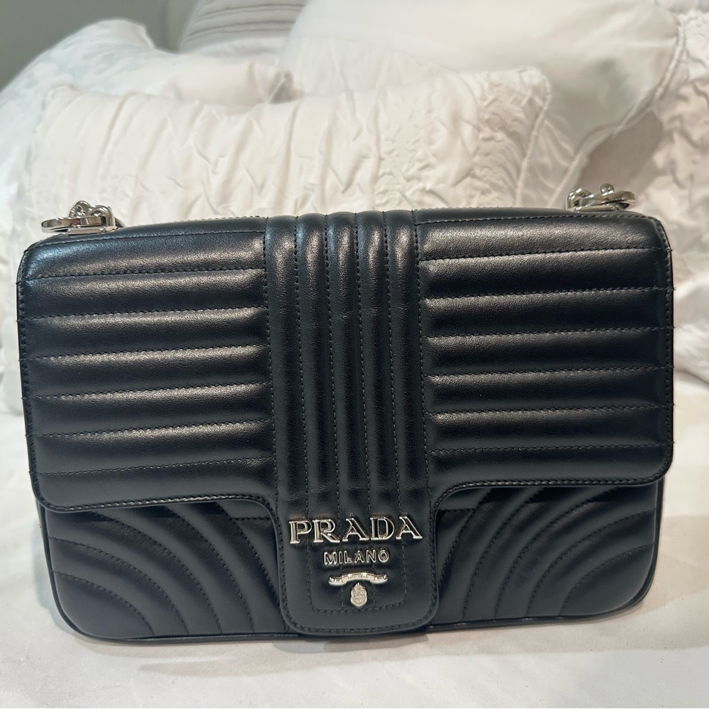 Prada Pattina Black Soft Calf Impun Handbag. - Picture 2 of 9